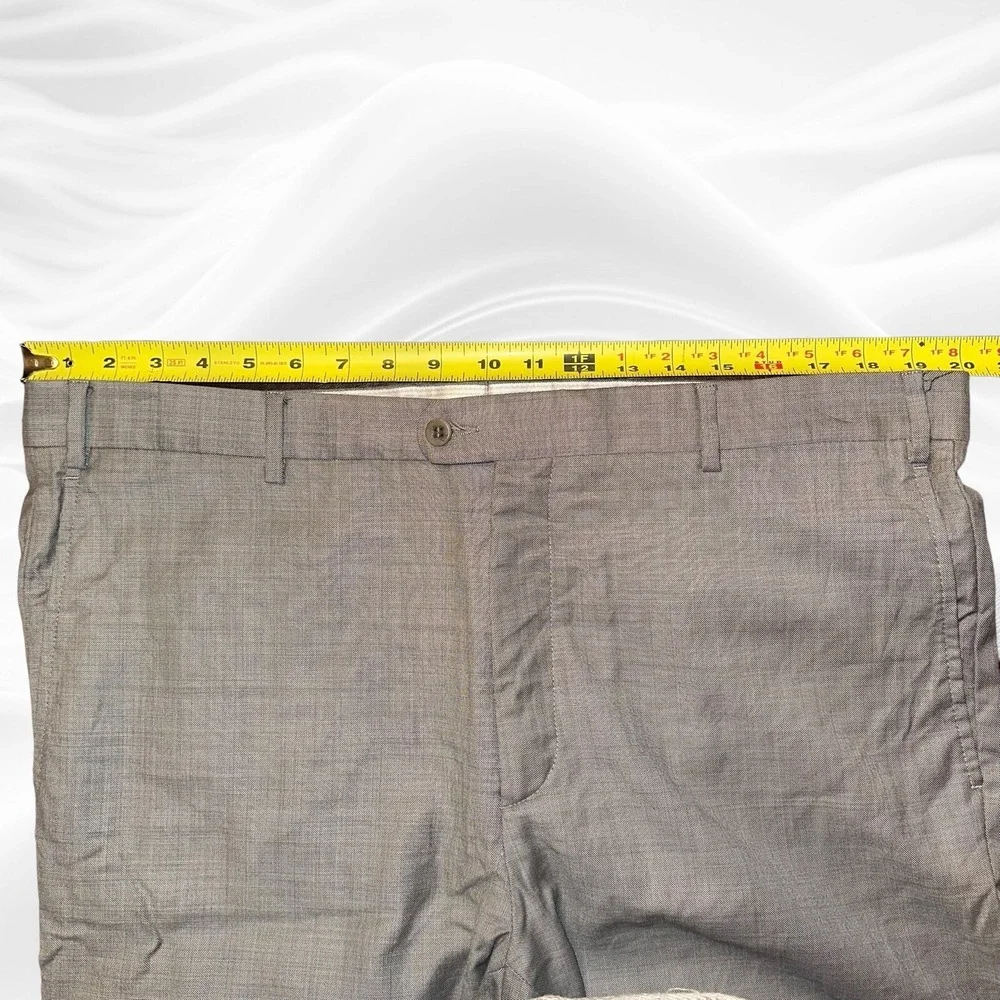 ZANELLA Men's Grey TODD Flat Front Wool Dress Pants 40X26(read) Graph Check(?)‎